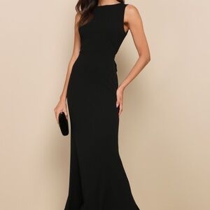 Lulus Exquisite Refinement Black Backless Bow Ruffled Maxi Dress - Size XXS